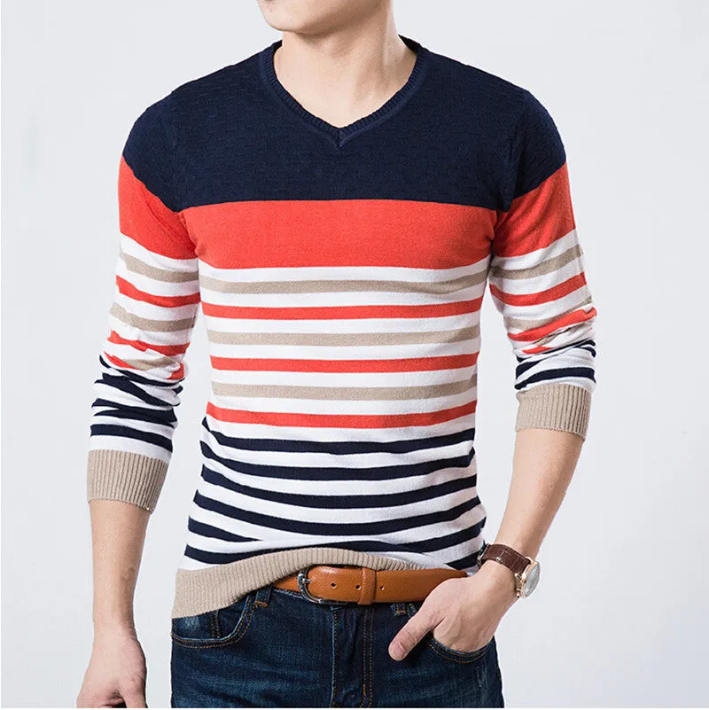 High Quality Casual Sweater Men Pullovers Brand winter Knitting long sleeve v-Neck slim Knitwear Sweaters size M-XXL