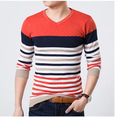 High Quality Casual Sweater Men Pullovers Brand winter Knitting long sleeve v-Neck slim Knitwear Sweaters size M-XXL