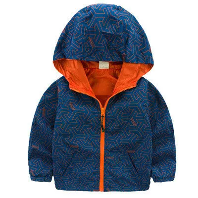 Hooded Boys Jackets Sport Camo Coats For Baby Boys Outerwears 1-8Y Children's Jackets Autumn Fluorescent Outdoor Windbreak SC142