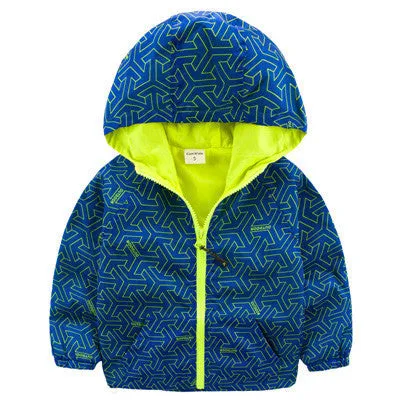 Hooded Boys Jackets Sport Camo Coats For Baby Boys Outerwears 1-8Y Children's Jackets Autumn Fluorescent Outdoor Windbreak SC142