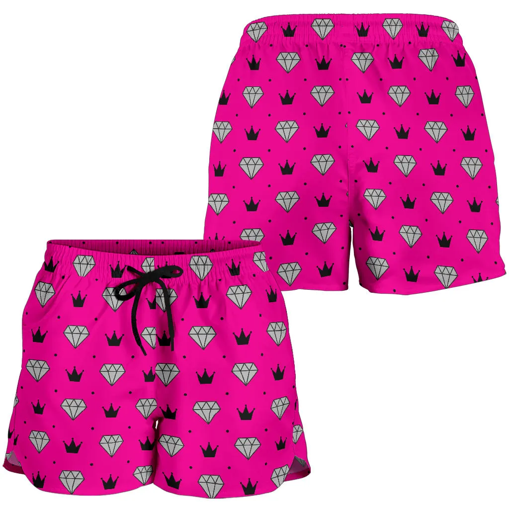 Hot Pink Bling Pattern Shorts For Beach or Gym XS-4XL