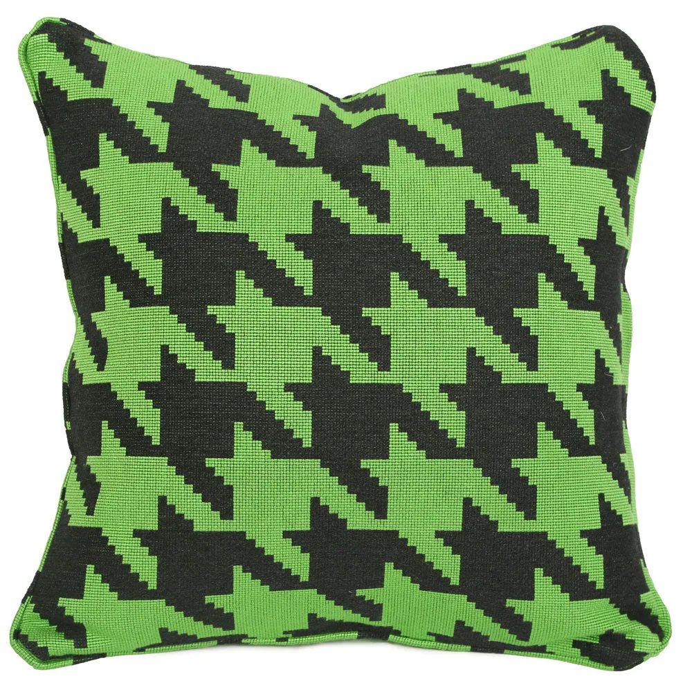 Houndstooth Throw Pillow - Green and Black