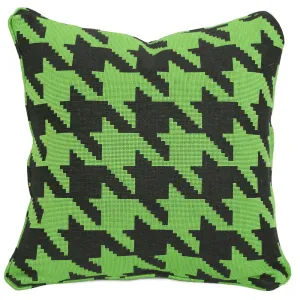 Houndstooth Throw Pillow - Green and Black