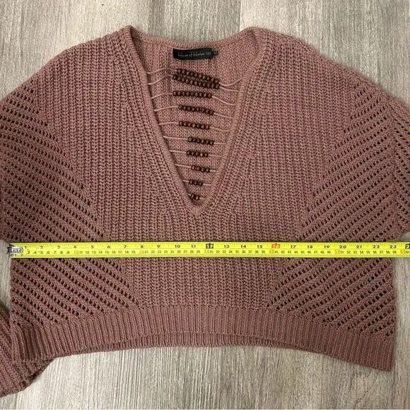 House of Harlow 1960 L Revolve Paulina Beaded Knit Pullover Boxy Crop Bohemian