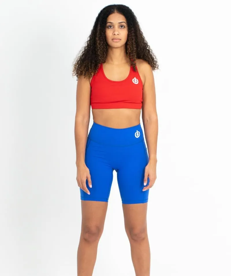 ICONI Women’s Biker Shorts with Pockets, High Waisted Tummy Control, Squat Proof Workout Shorts for Yoga & Weightlifting (US, Alpha, 4X-Large, Plus, Regular, Red)