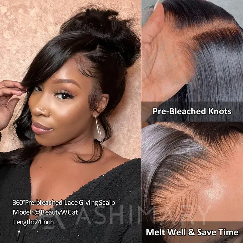 Invisi Strap Snug Fit 360 Transparent Lace Frontal Body Wave Bleached Knots Wig Fresh Length