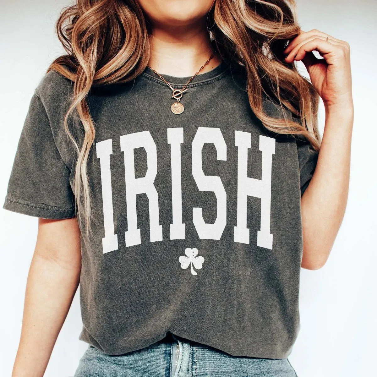 Irish White Shamrock Comfort Color Tee