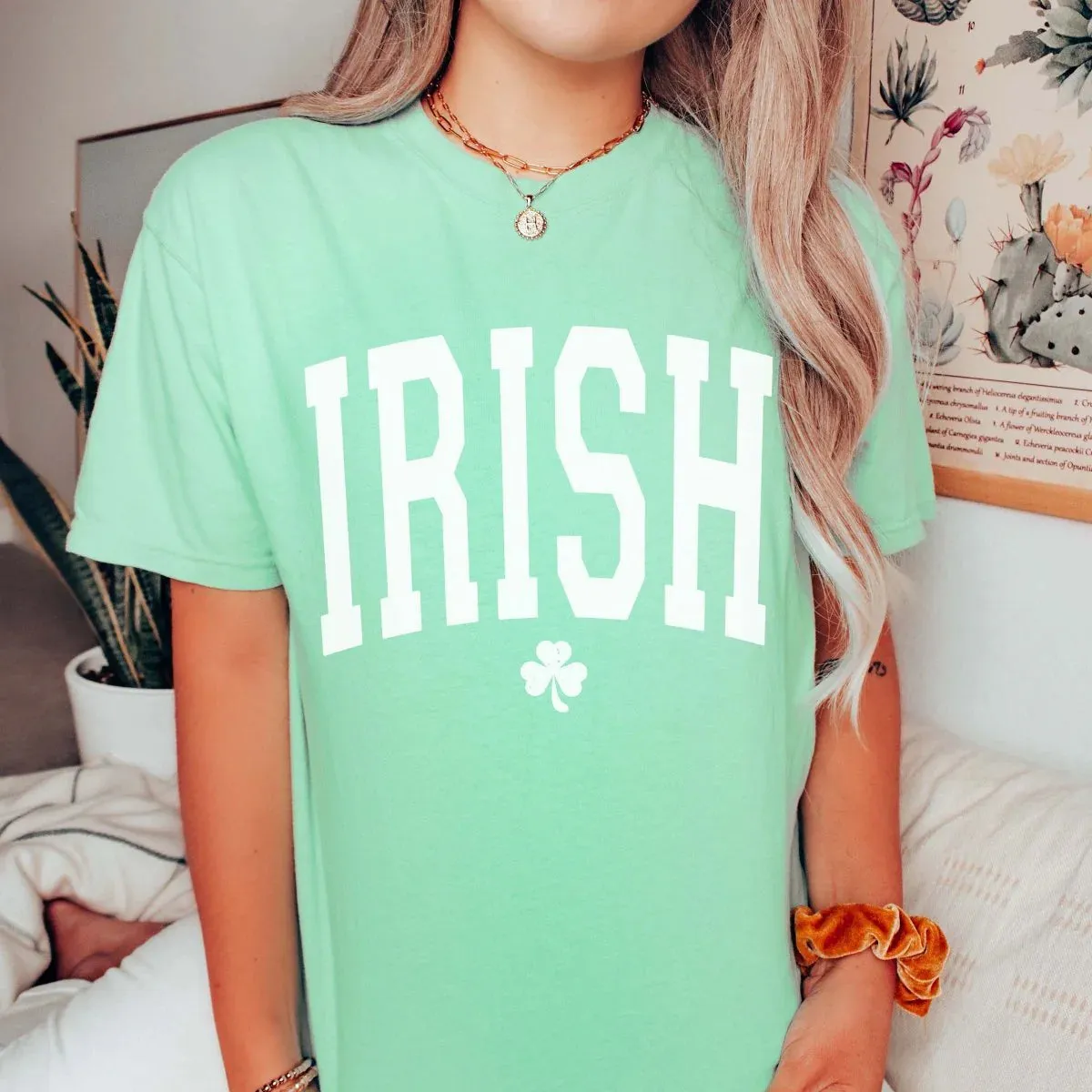 Irish White Shamrock Comfort Color Tee