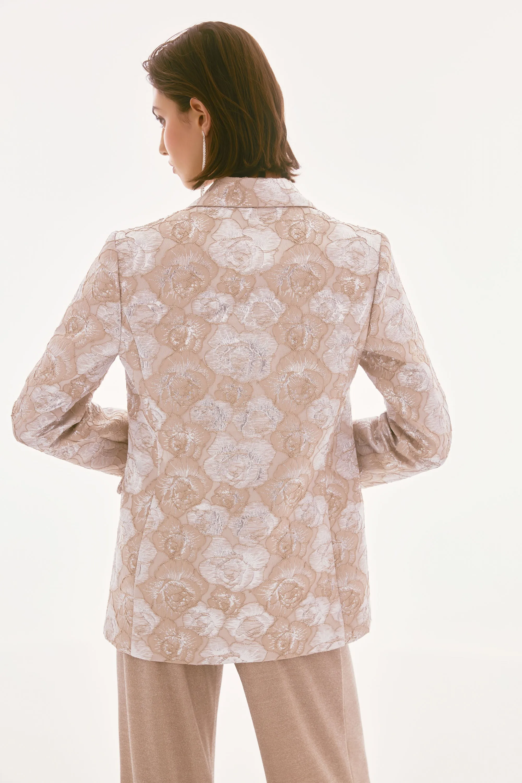 Joseph Ribkoff Beige/Silver Floral Print Blazer Style 251729