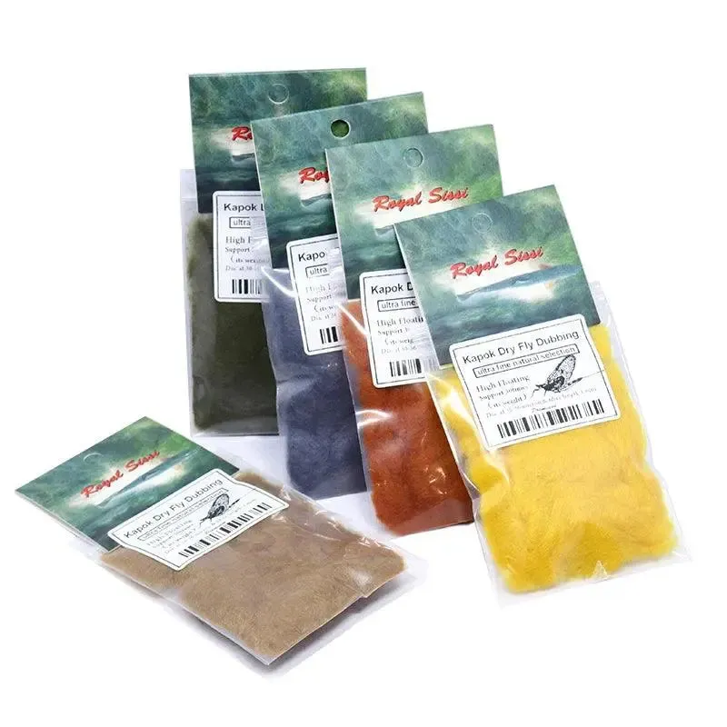 jujufly 2packs set ultrafine buoyant kapok fly tying dub quick-drying float hollow fiber for dry flies mayfly dispenser 10colors
