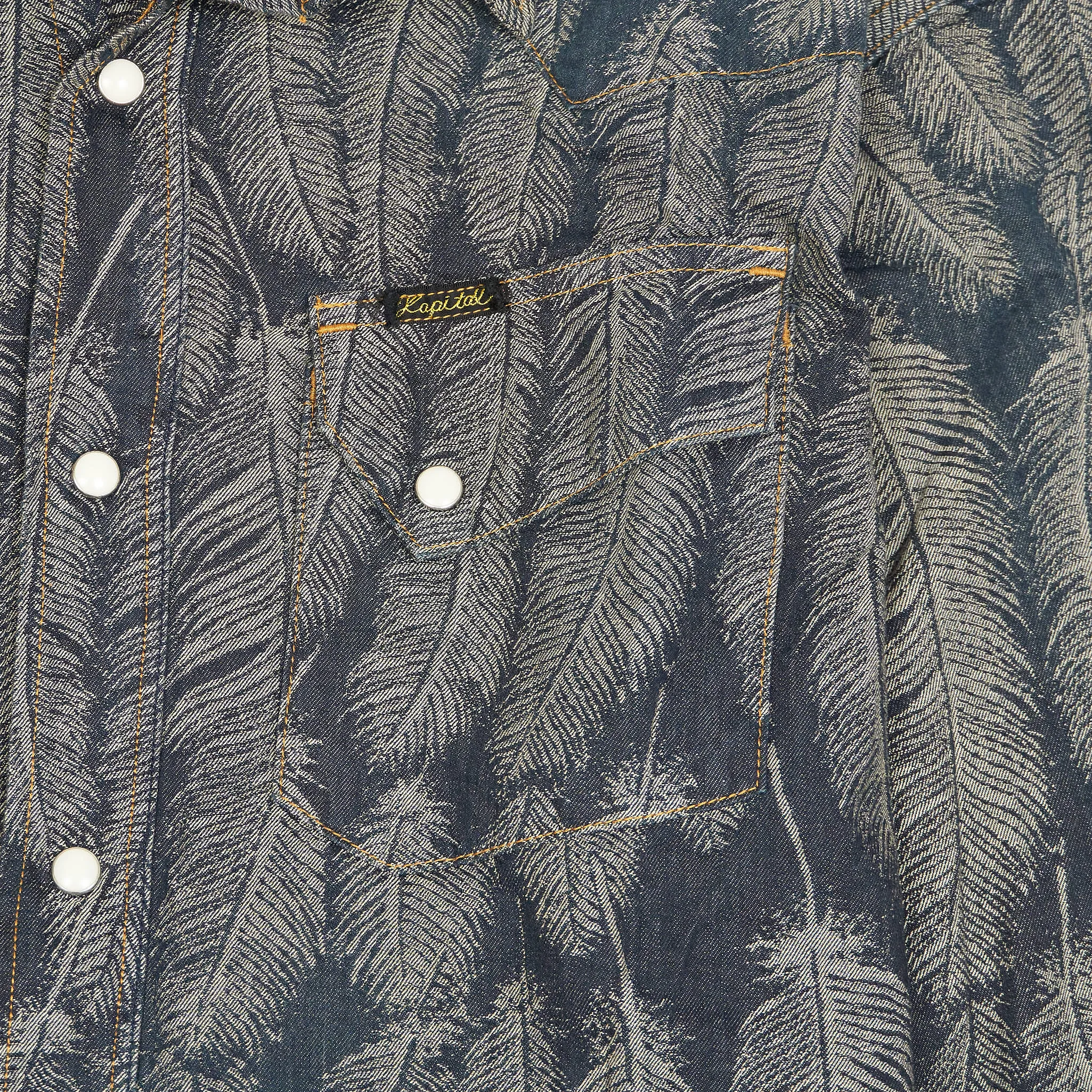Kapital Jacquard Woven Feather Denim Western Shirt