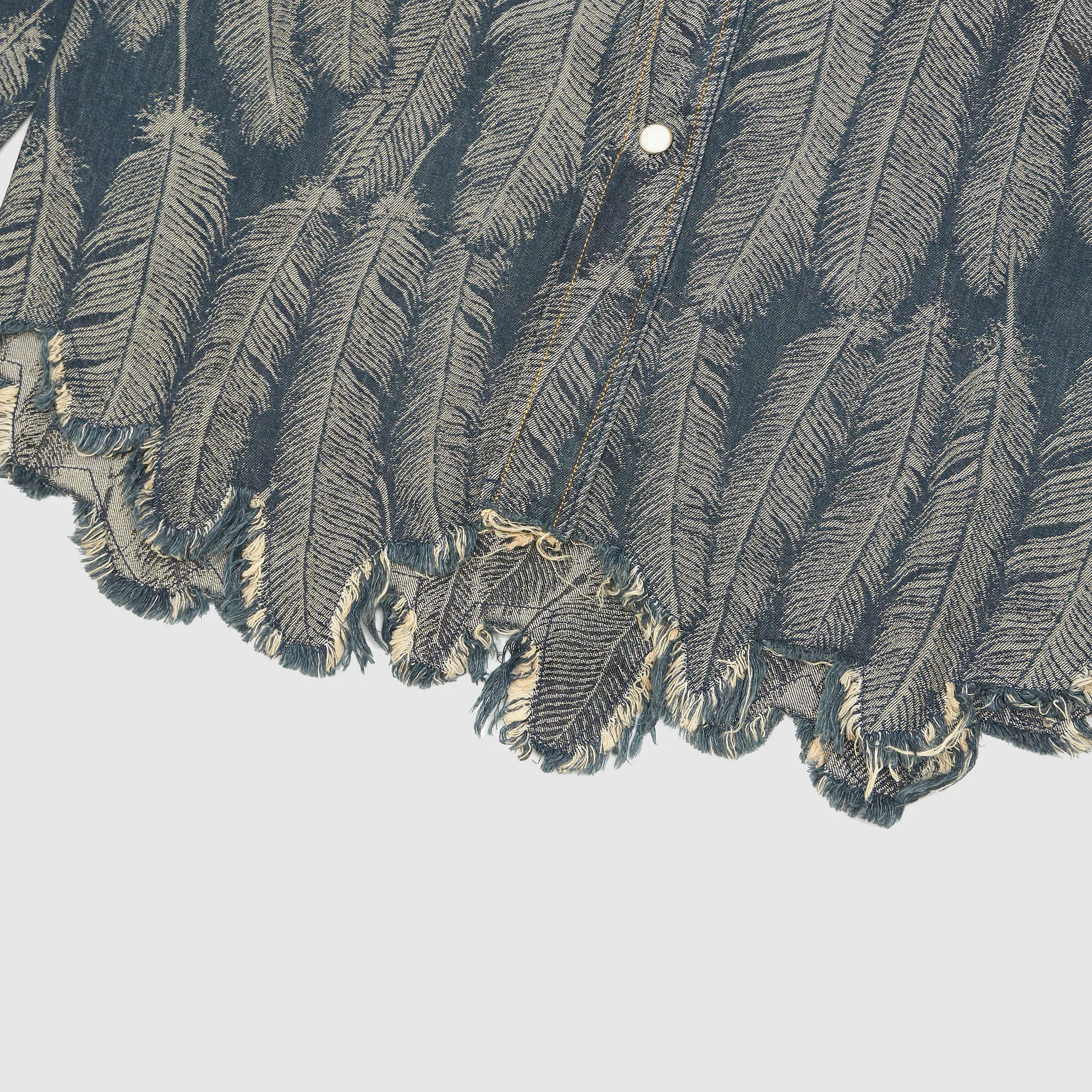 Kapital Jacquard Woven Feather Denim Western Shirt