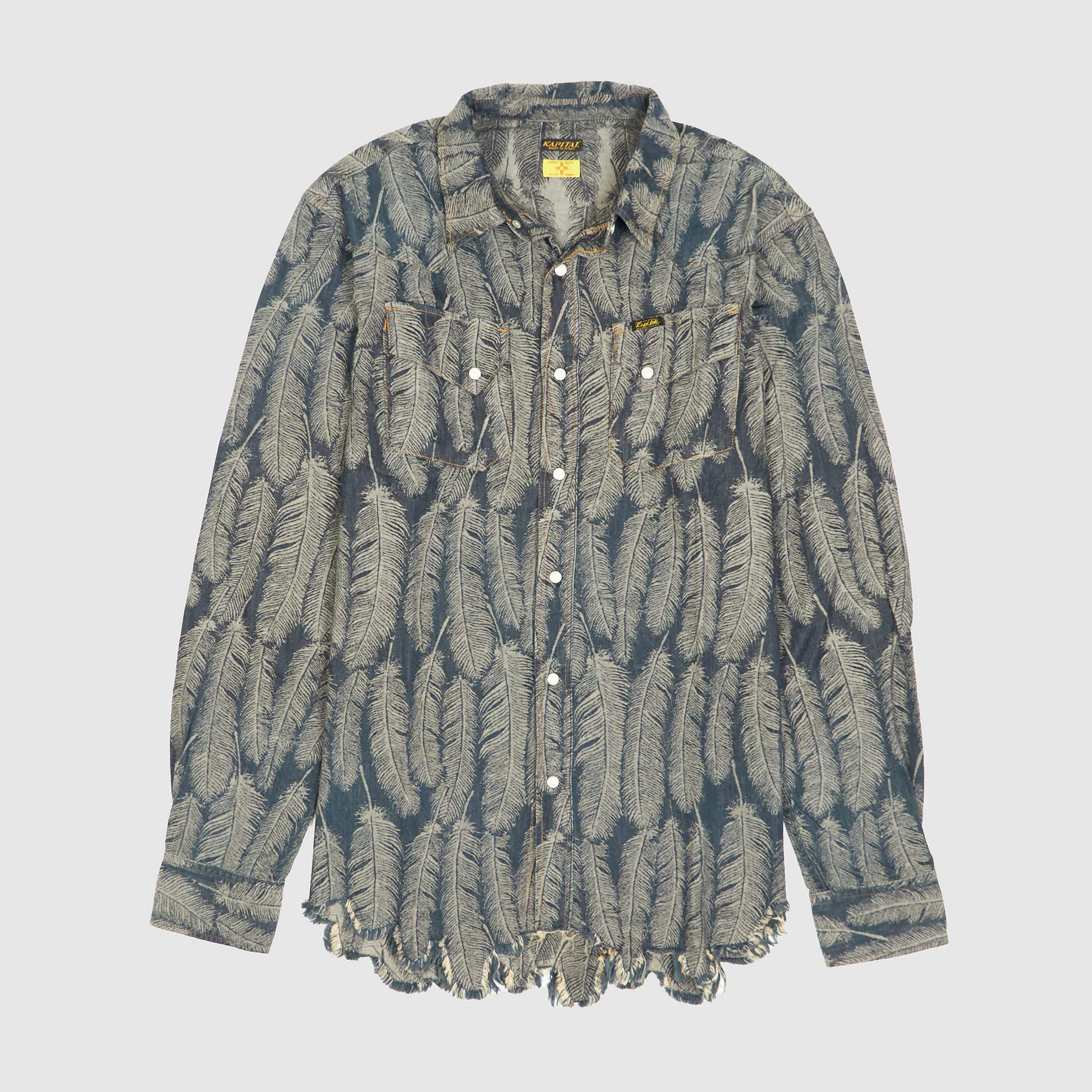 Kapital Jacquard Woven Feather Denim Western Shirt