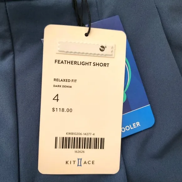 KIT AND ACE Women's Featherlight Shorts Relaxed Fit High Rise Blue