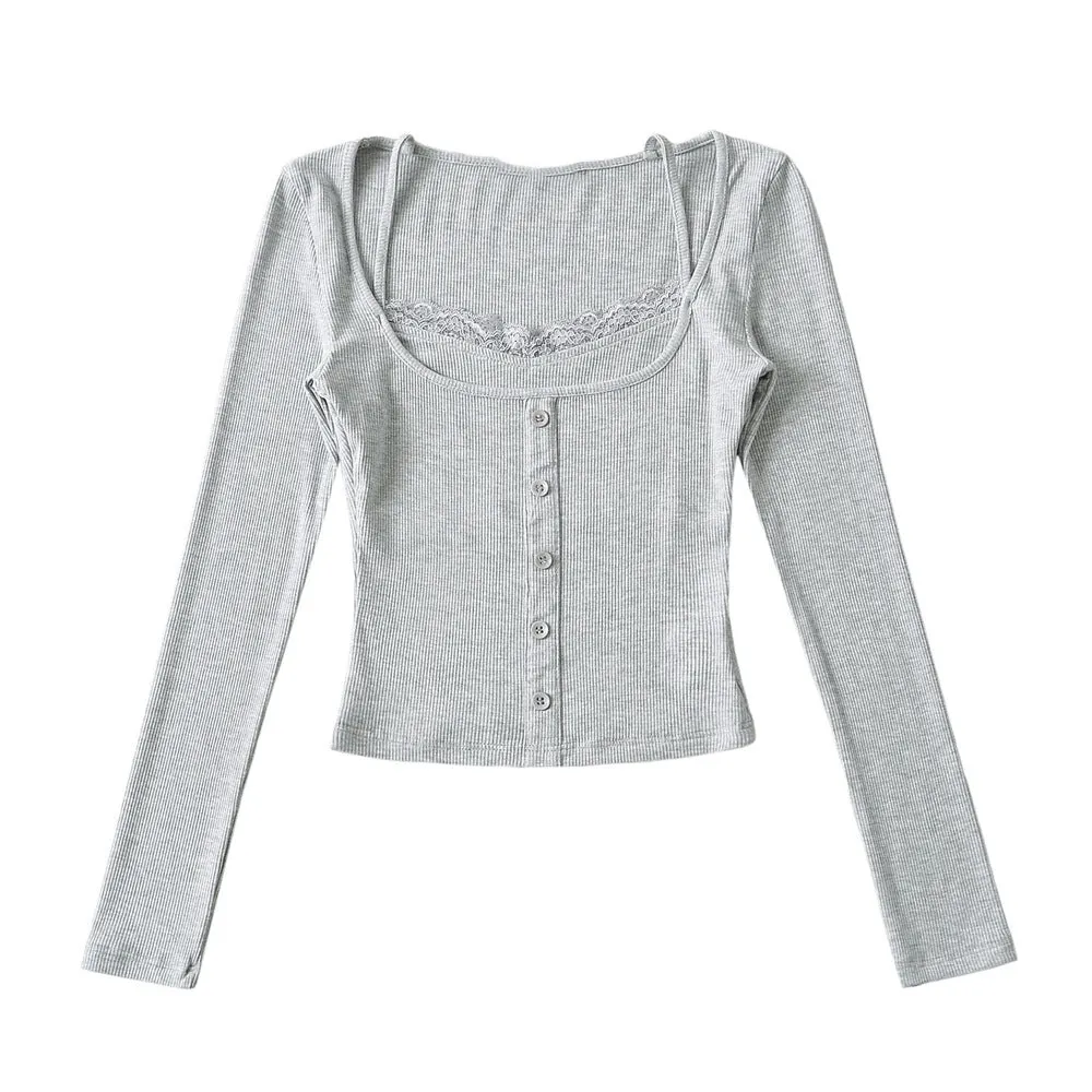 Korea Short Lace Lace Fake Two-piece top