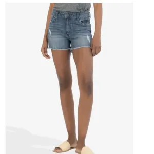 KUT FROM THE KLOTH  Gigi High Rise Frey Short In Medium Wash - NWT- Size8