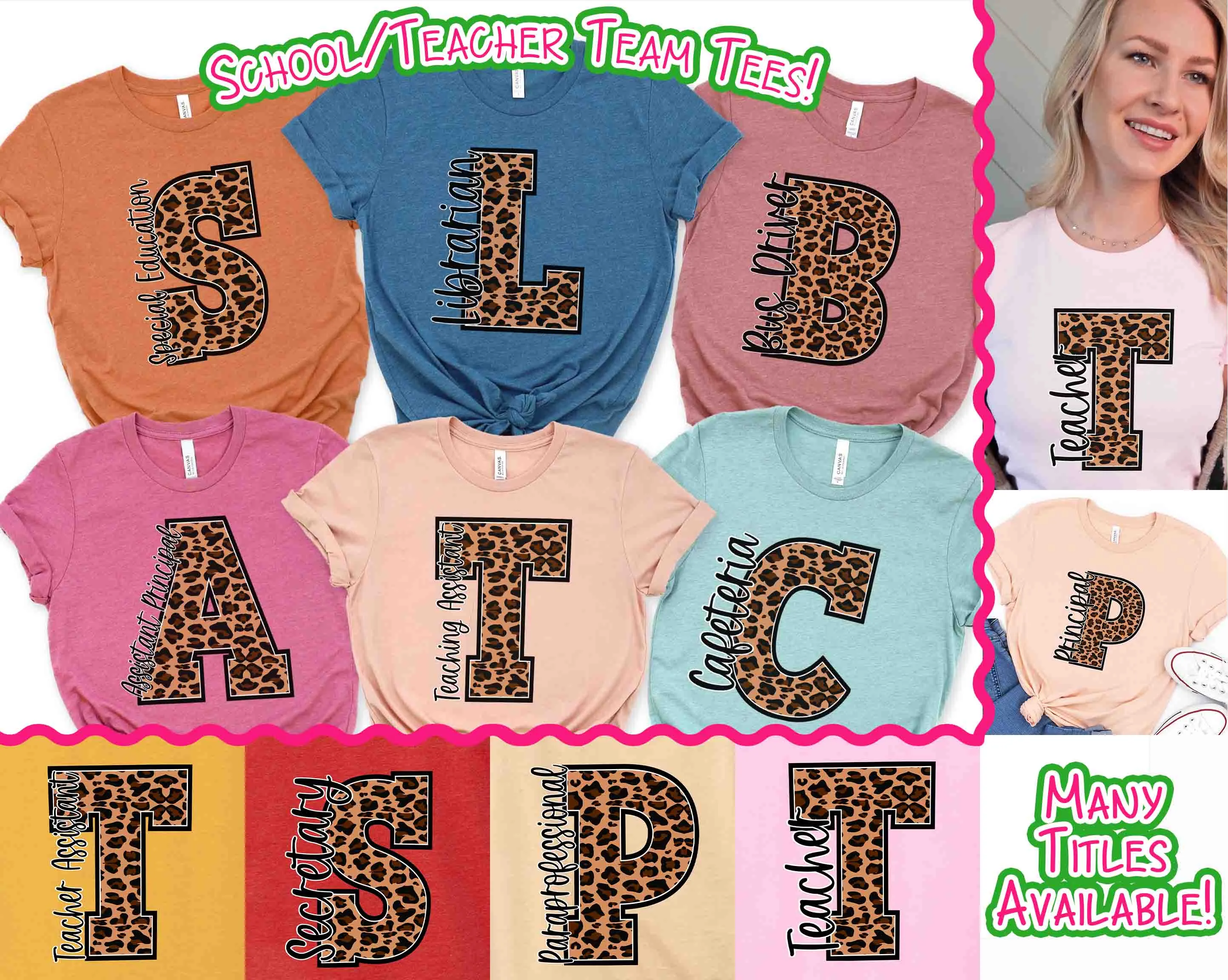 Leopard Varsity Letter School Staff Tee
