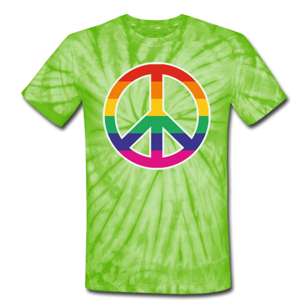 LGBT Pride Rainbow Peace Sign Men/Unisex Premium Tie Dyed T-shirt
