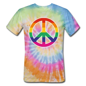 LGBT Pride Rainbow Peace Sign Men/Unisex Premium Tie Dyed T-shirt