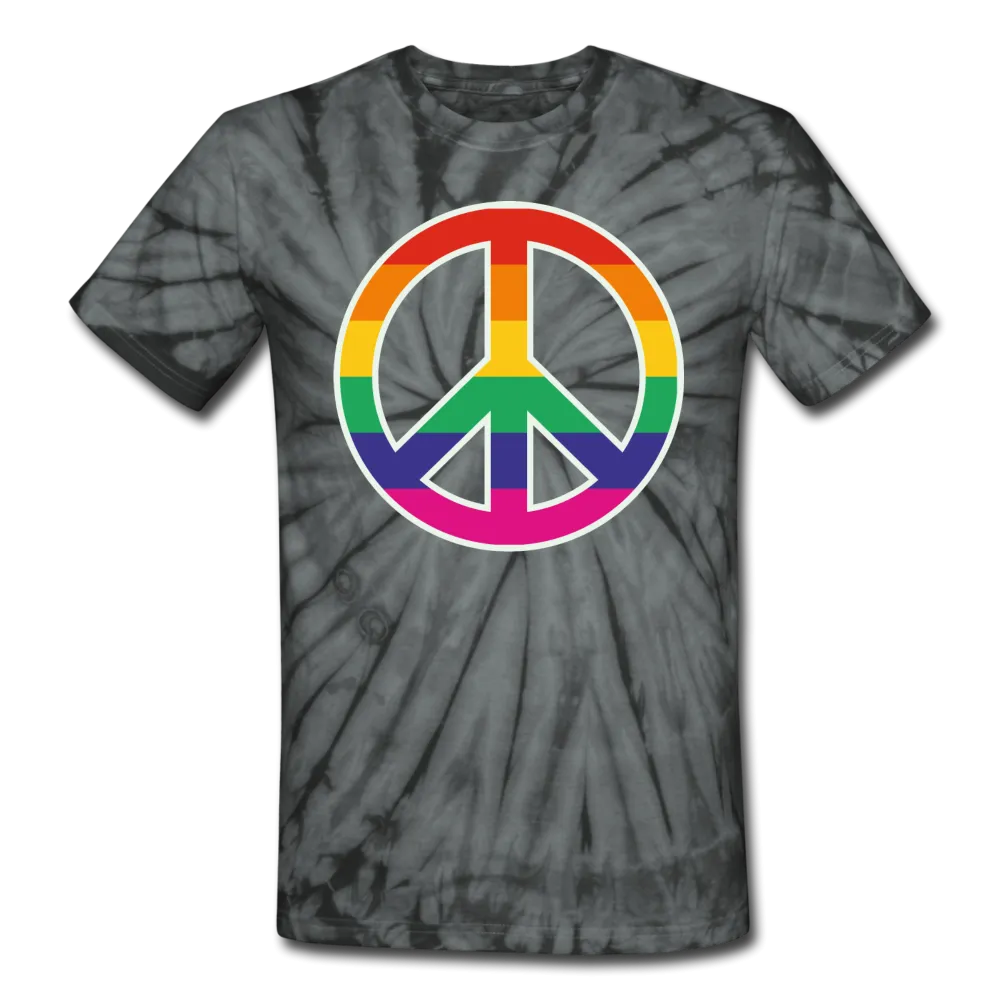 LGBT Pride Rainbow Peace Sign Men/Unisex Premium Tie Dyed T-shirt