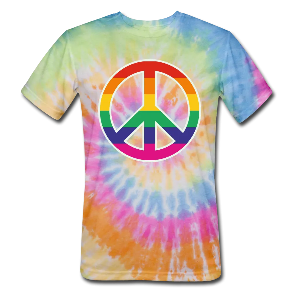 LGBT Pride Rainbow Peace Sign Men/Unisex Premium Tie Dyed T-shirt