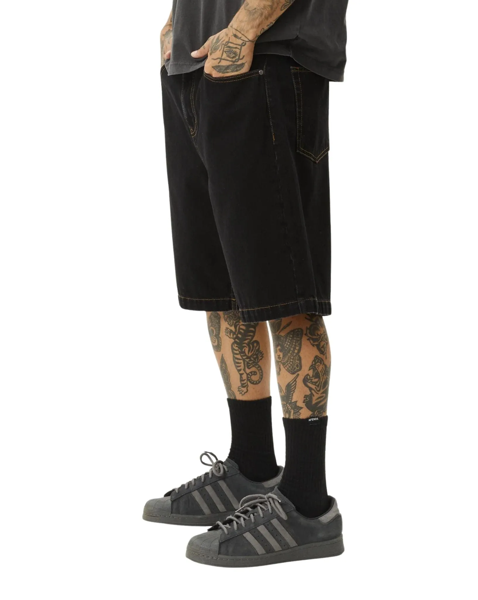 Lil C Denim Baggy Fit Short 22" - Washed Black