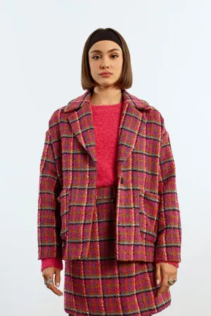 Lili Sidonio Checked Fuschia Jacket - Pink