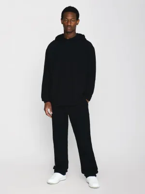 loose fit flannel hoody in night sky