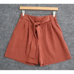 Lululemon Shorts Womens 6 Clay Noir Short 5.5&quot; Burnt Rust Belt Tie High Rise