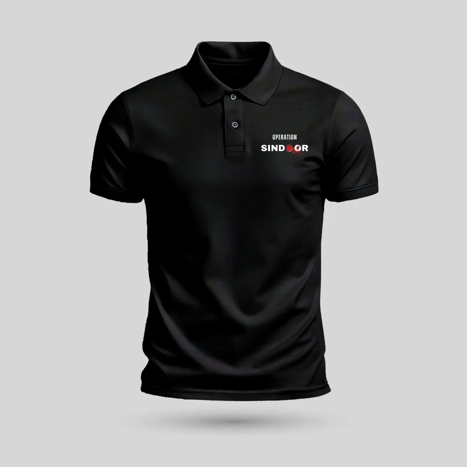 Luv My India PCPQ Polo Neck T-shirt | Pure Cotton Operation Sindoor Themed | Black Unisex Patriotic T-shirt