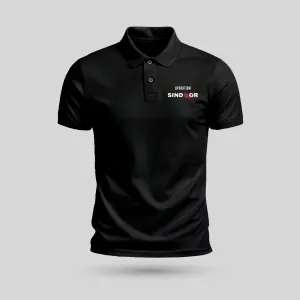 Luv My India PCPQ Polo Neck T-shirt | Pure Cotton Operation Sindoor Themed | Black Unisex Patriotic T-shirt