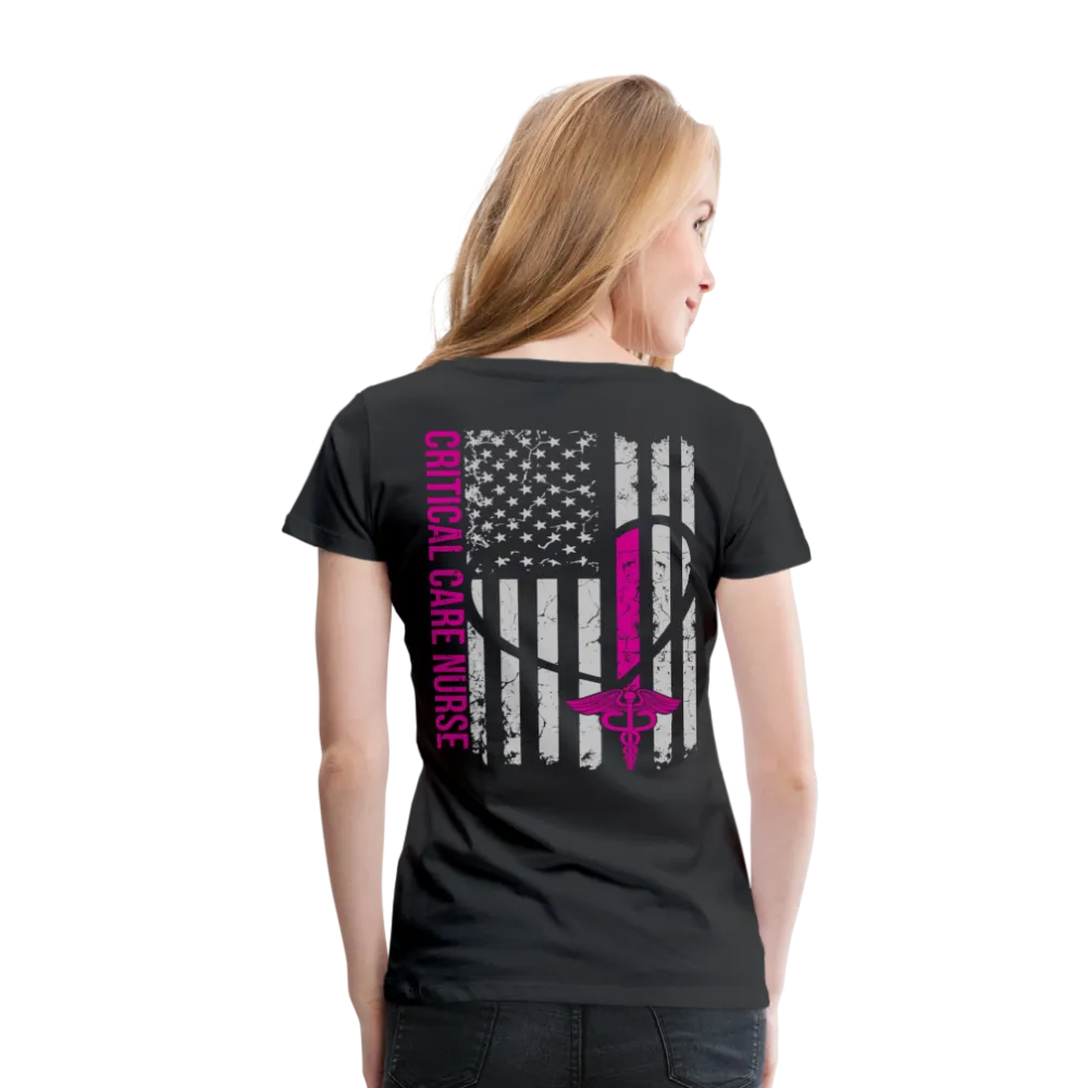 M. Mann ICU RN Critical Nurse Flag Women’s Premium T-Shirt