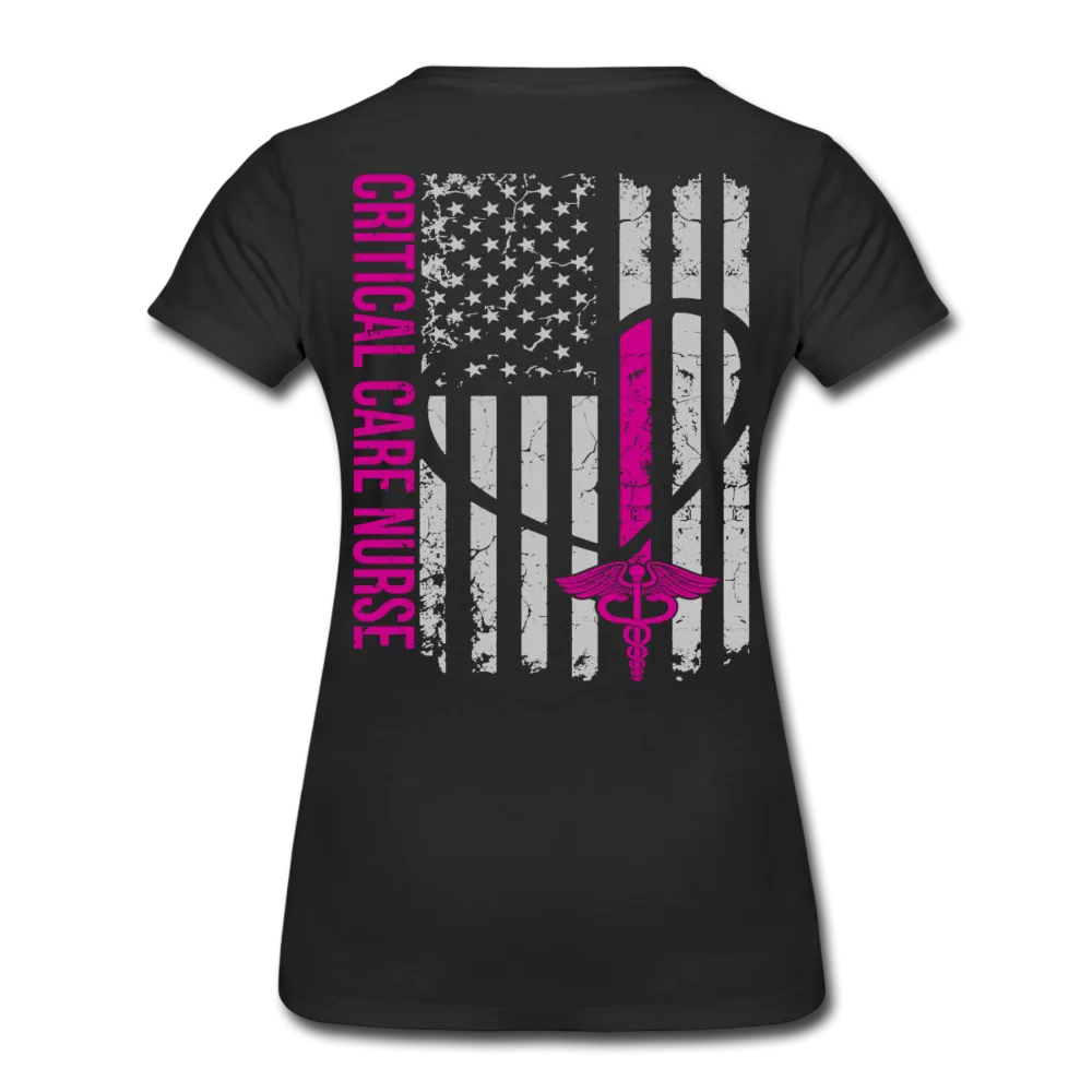 M. Mann ICU RN Critical Nurse Flag Women’s Premium T-Shirt