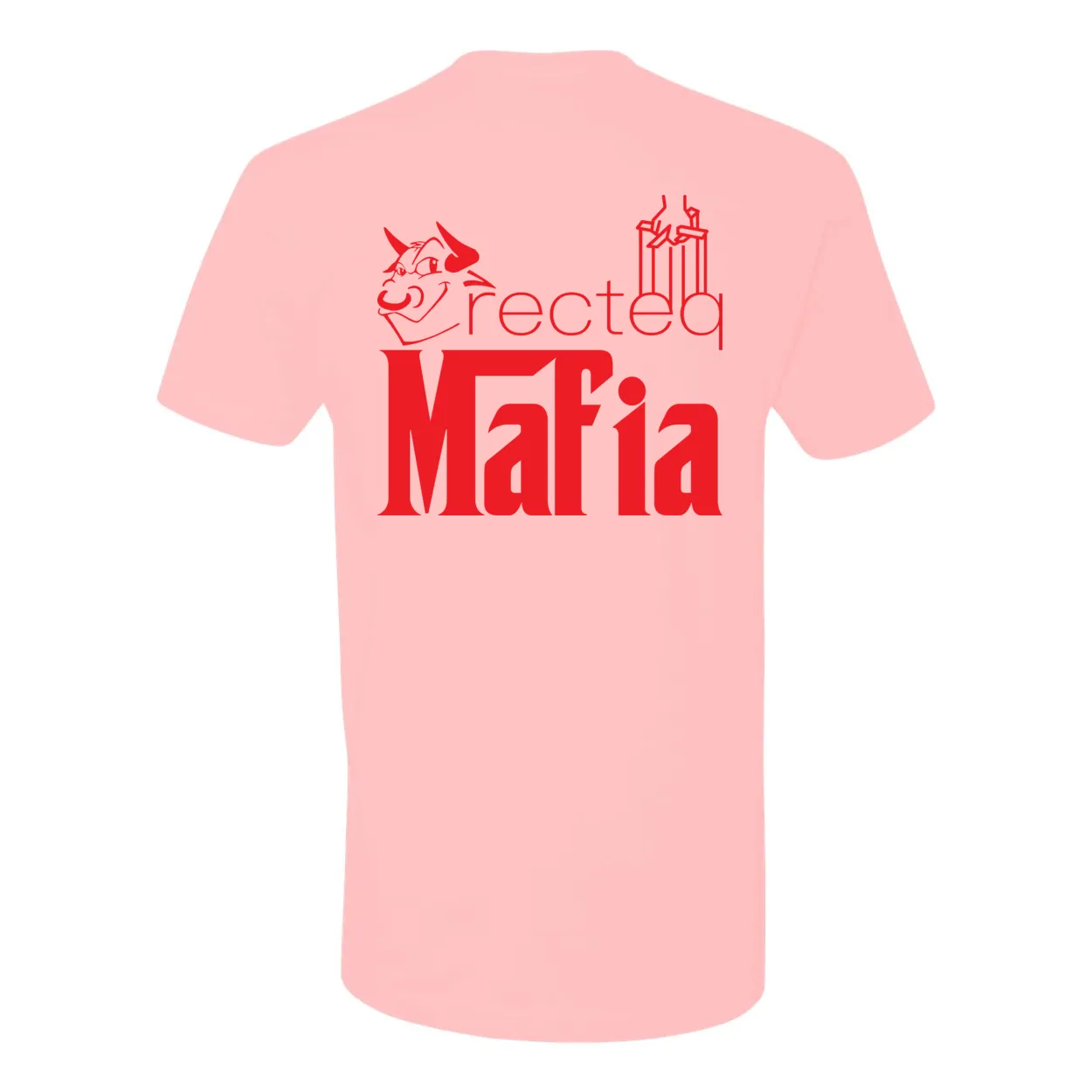Mafia Front Corner and Full Back TShirt - Red Print
