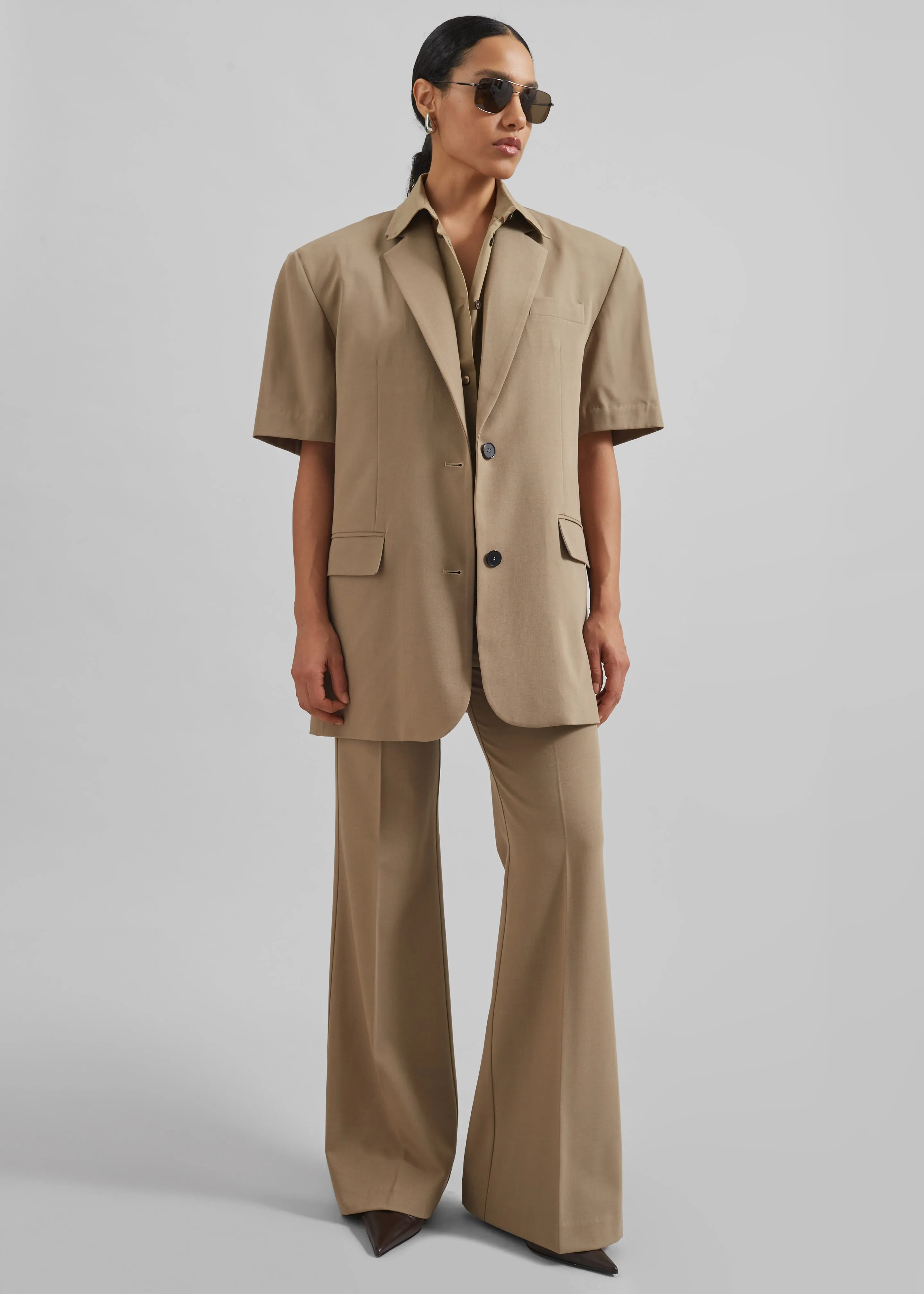 Maisie Short Sleeve Lyocell Blazer - Taupe