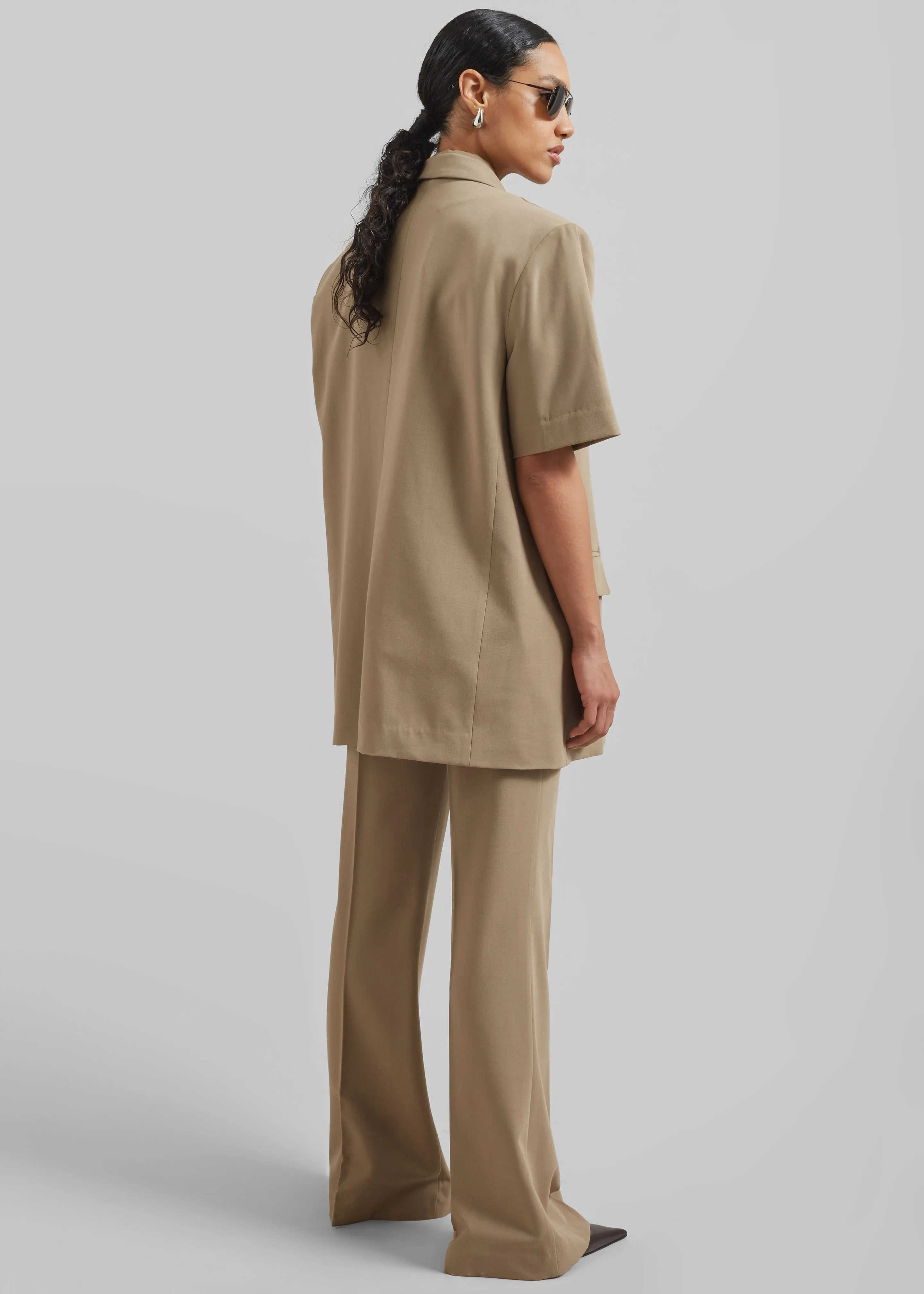 Maisie Short Sleeve Lyocell Blazer - Taupe