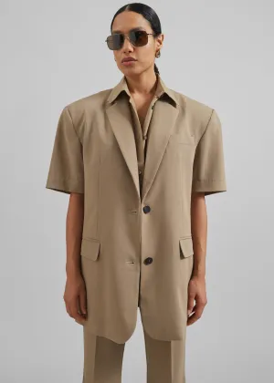 Maisie Short Sleeve Lyocell Blazer - Taupe