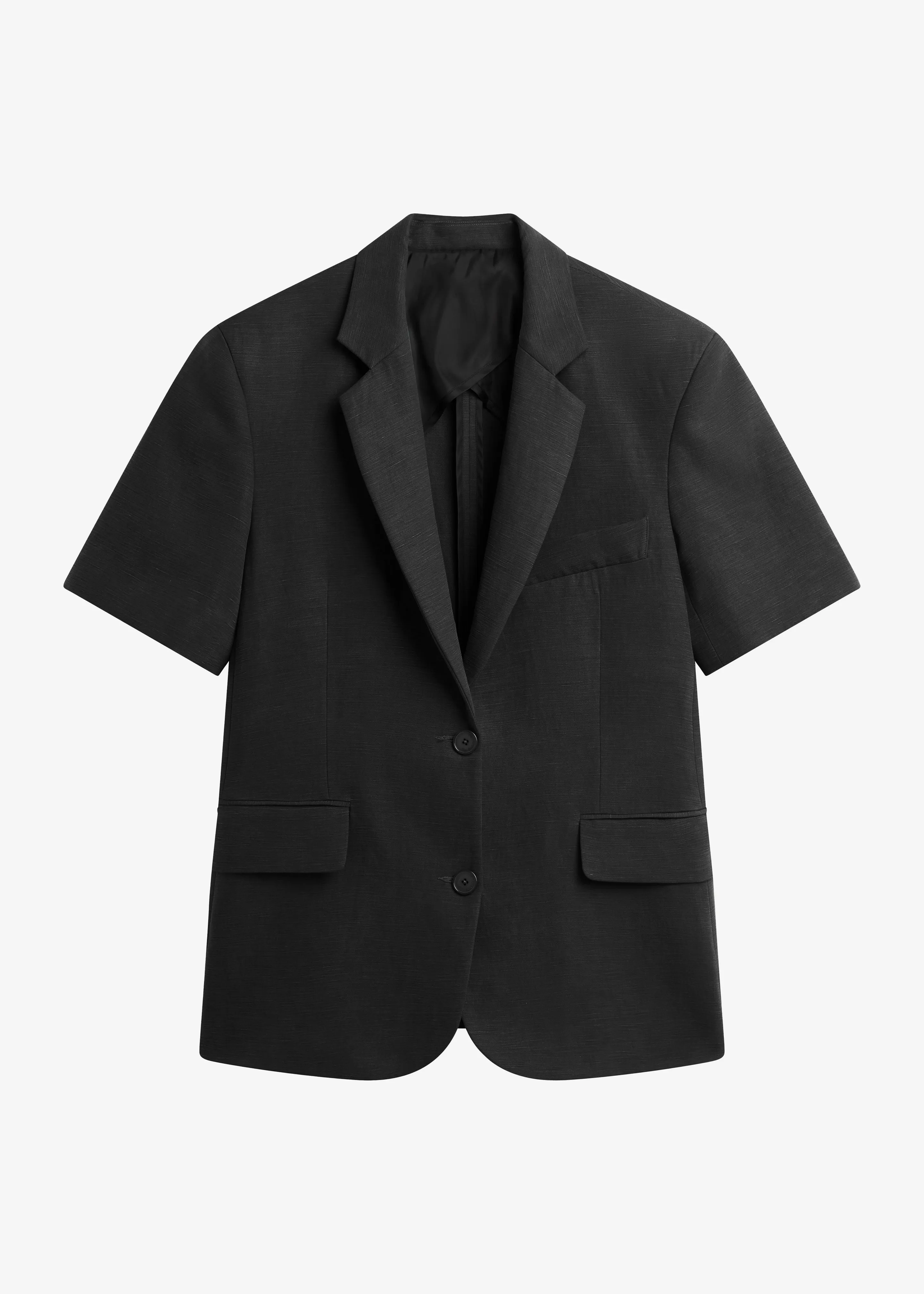 Maisie Short Sleeve Twill Blazer - Black