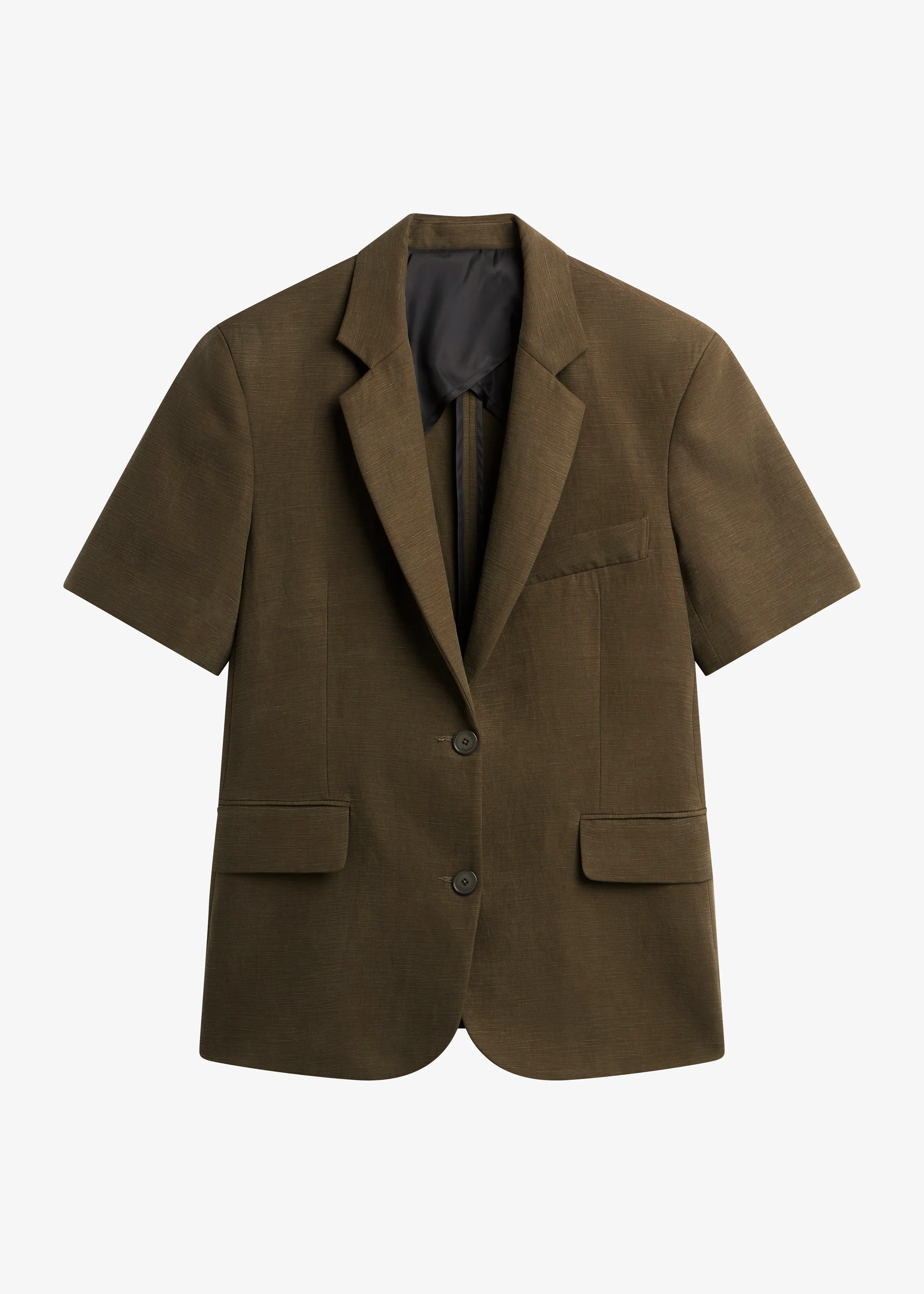 Maisie Short Sleeve Twill Blazer - Khaki