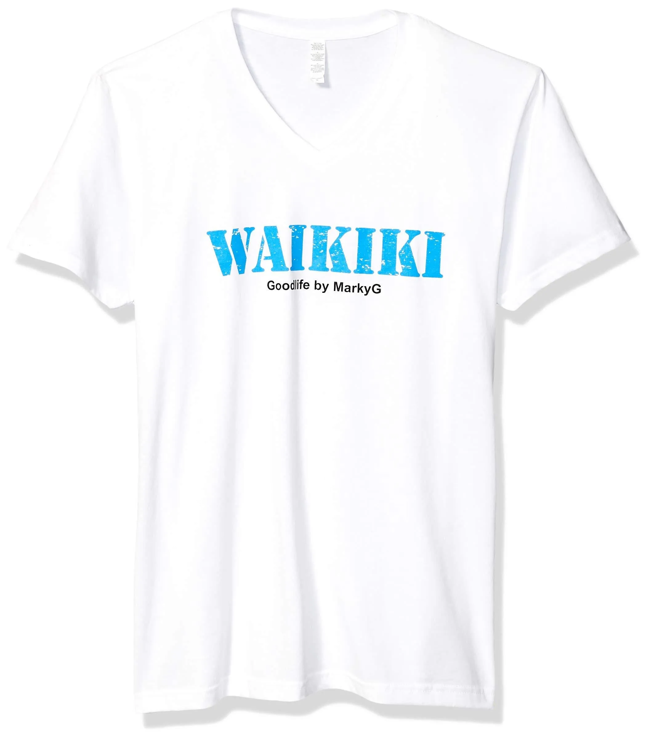 Marky G Apparel Men's Beach Time Graphic Printed Premium Tops Fittted Sueded Short Sleeve V-Neck T-Shirt