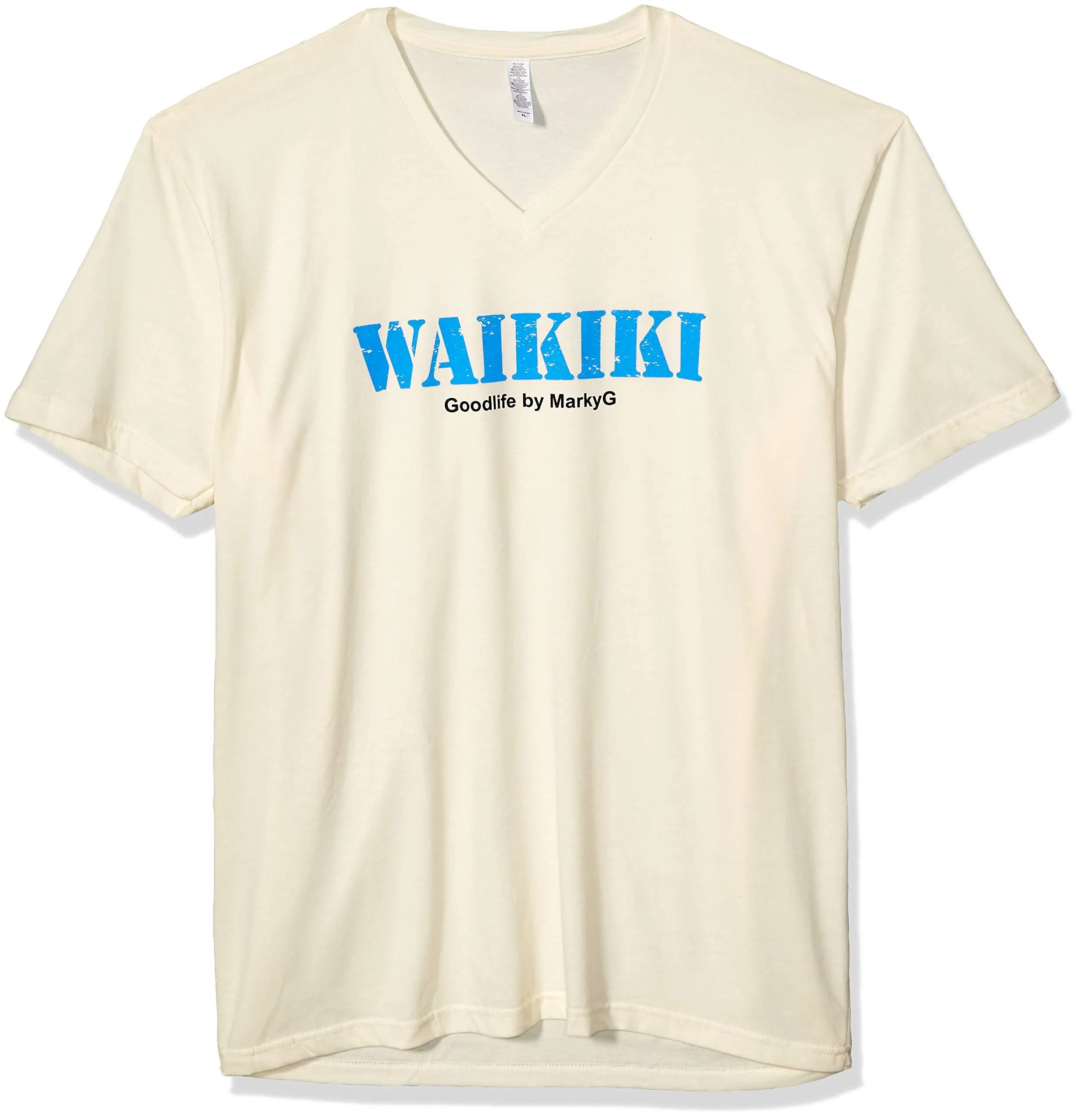 Marky G Apparel Men's Beach Time Graphic Printed Premium Tops Fittted Sueded Short Sleeve V-Neck T-Shirt