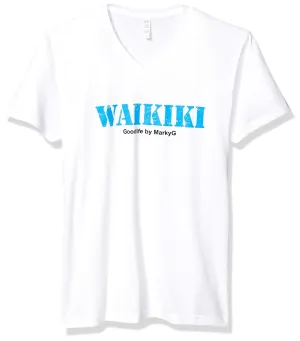 Marky G Apparel Men's Beach Time Graphic Printed Premium Tops Fittted Sueded Short Sleeve V-Neck T-Shirt