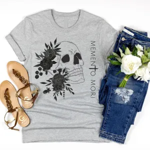 Memento Mori T-Shirt | Black Flowers