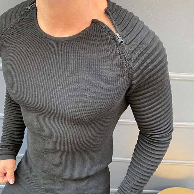 Men'S Fashion Zipper Knitted Sweater