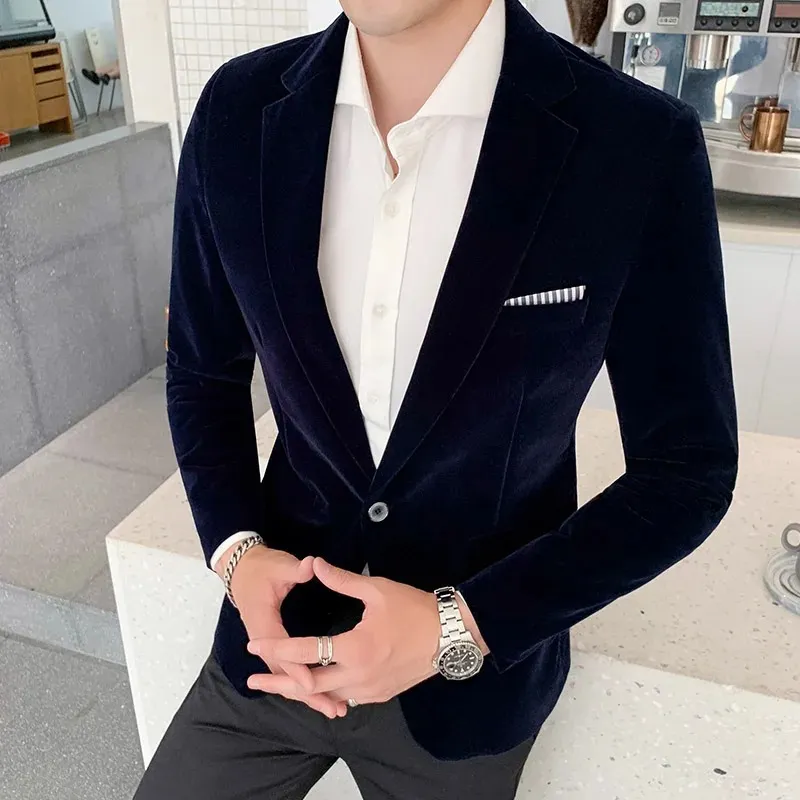 Men's Luxurious Slim Fit One-Button Velvet Blazer | Ideal for All Seasons