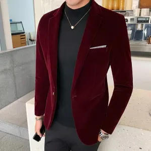 Men's Luxurious Slim Fit One-Button Velvet Blazer | Ideal for All Seasons
