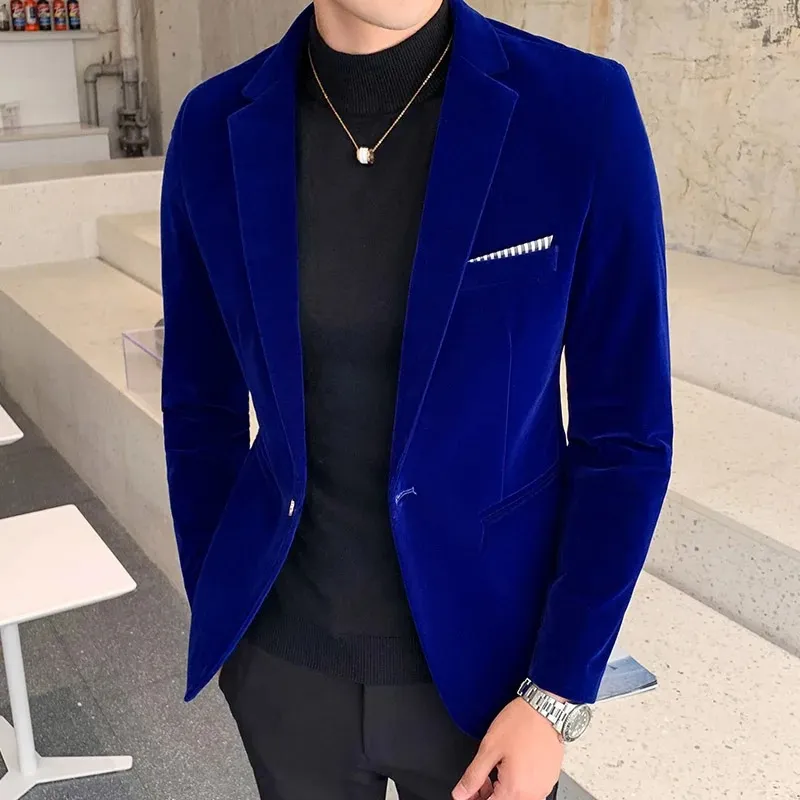 Men's Luxurious Slim Fit One-Button Velvet Blazer | Ideal for All Seasons