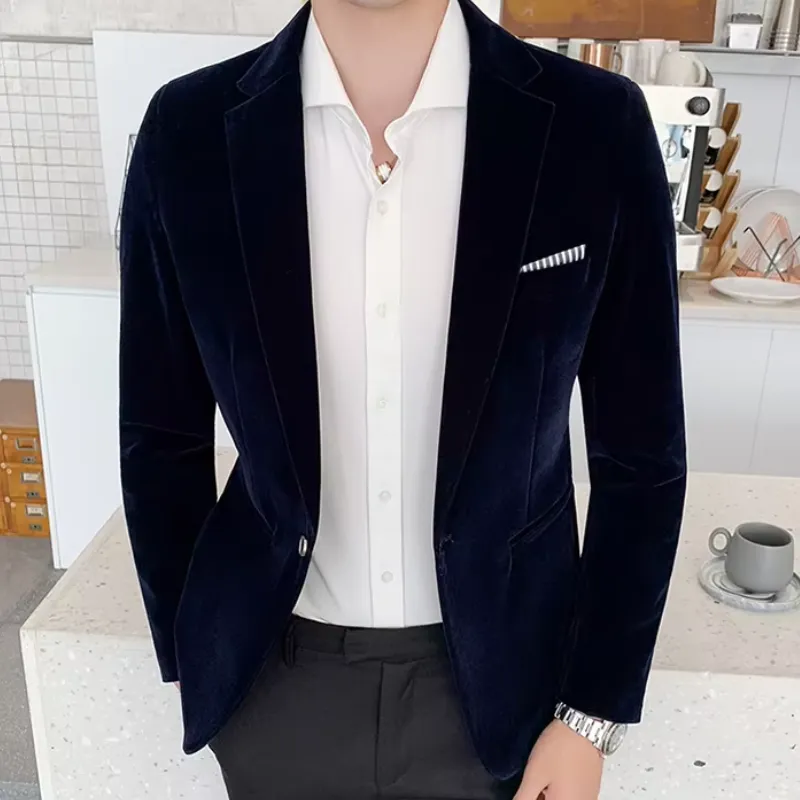 Men's Luxurious Slim Fit One-Button Velvet Blazer | Ideal for All Seasons