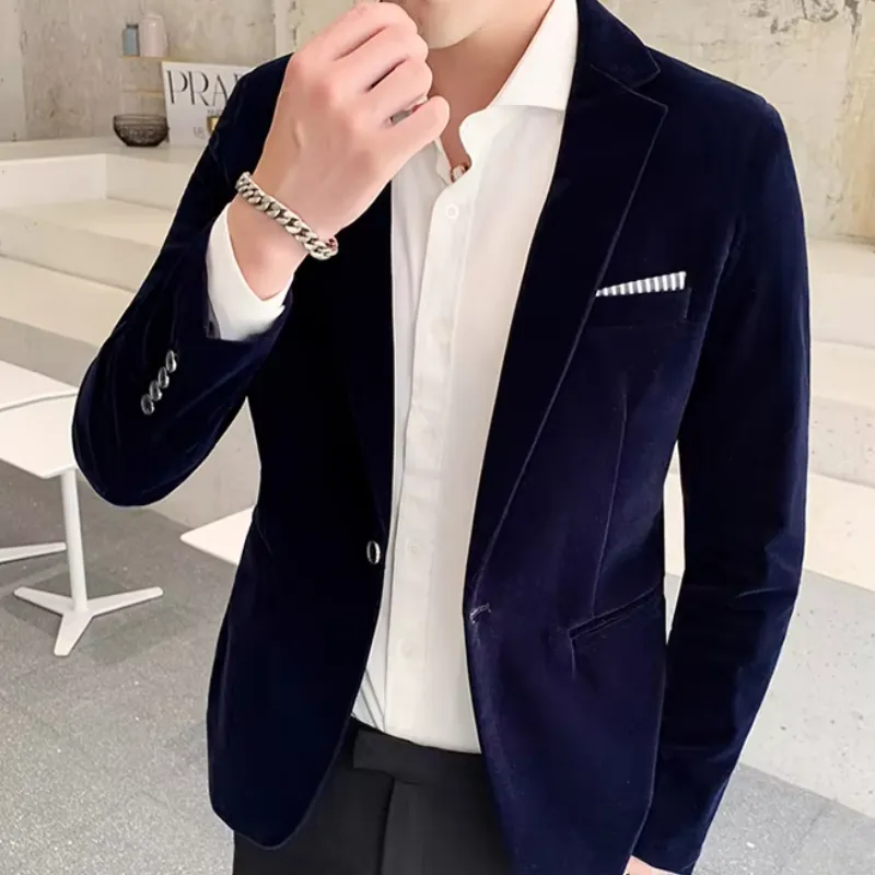Men's Luxurious Slim Fit One-Button Velvet Blazer | Ideal for All Seasons
