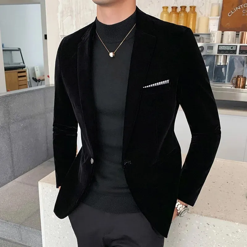 Men's Luxurious Slim Fit One-Button Velvet Blazer | Ideal for All Seasons